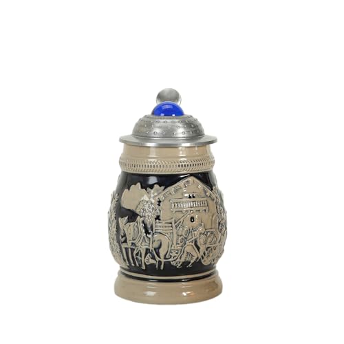 0.6L Beer Stein with Matel Pewter Lid Stanley Steel Germany Oktoberfest Tankard Eagle Bierkrug Drinking Glass Horn Coffee Mug Stine Christmas Ornaments Cup Broeder Horse Portawrap Thermos