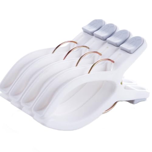 YOUOWO 洗濯ばさみ 大 布団ばさみ 竿ピンチ 4個 洗濯バサミ 洗濯ピンチ 強力 プラスチック製 部屋干し 室外干し 滑り止め 防風タイプ (4個入り-ホワイト)