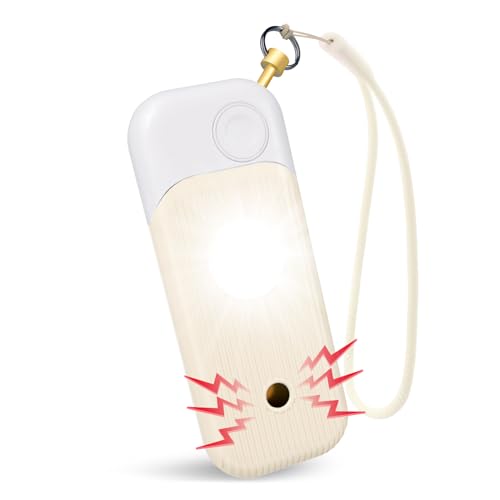 Personal Safety Alarm for Women - 140dB Self Defense Keychains Siren Whistle with Sos LED Strobe Light Personal Emergency Security Safe Devices Key Chain Alarms in 5 Pop Colors - White