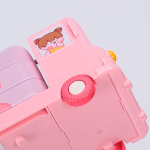 Image of Storio Bus Shape Pencil Box School Bus Metal Geometry Box for Kids Magic Bus with Moving Tyres with 3 Compartments Moving Tyre's & Sharpener Geometry Case for Boys & Girls - Unicorn, Multicolor