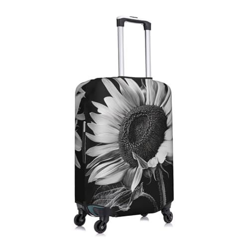 Sunflower Black Grey Print Travel Luggage Cover - Personalization Elastic Suitcase Protector,XL(Fit 29-32 Inch Luggage)3