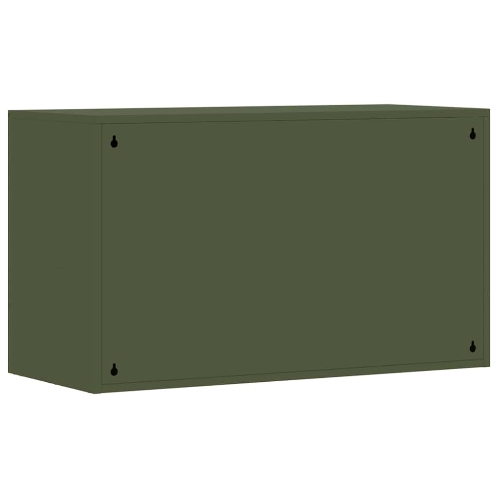 Armario de pared para garaje con puerta de elevación de gas, color verde oliva – Elevador de gas para almacenamiento de garaje para estructura de acero resistente y ahorro de espacio en la