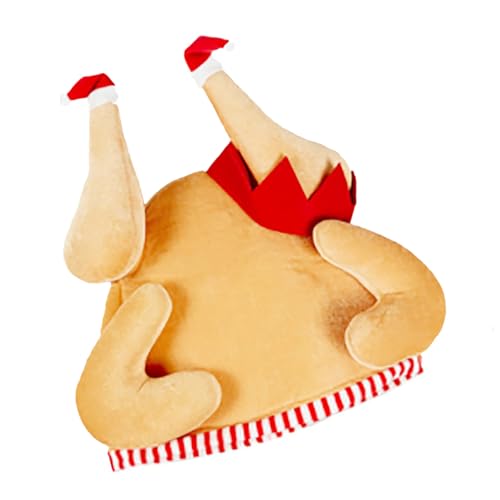 Generisch Chapeau de poulet pour femme et homme - Chapeau de dinde grillé amusant pour adulte - Chapeau en peluche - Fête à thème - Thanksgiving - Vêtements festifs - Unisexe - Dinde