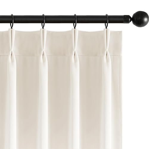 Image of MIULEE Ivory Velvet Curtains 84 inches Long, Pinch Pleated Blackout Drapes with Hooks, Cream Thermal Insulated Pinch Pleat Panels for Bedroom Living Room, 2 Panels