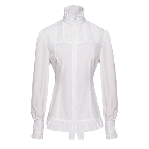 Blusa de mujer con volantes y cuello alto elegante de diseño