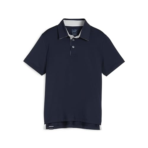 PUMA Mattr Brigade Polo Boys, Deep Navy-Ash Gray, XS