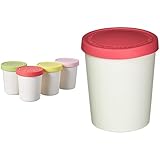 Tovolo Sweet Treat Ice Cream Tubs (6 oz & 1 qt) Set of 5 - Reusable Plastic & Silicone Containers