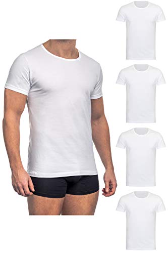 Preisvergleich Produktbild Barrio 13 Herren Unterhemd Rundhals 100% Baumwolle 4er Pack Weiss XL