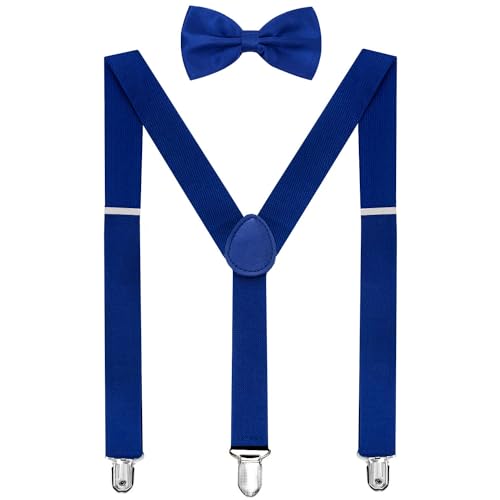 Image of habibee Suspenders and Bow Tie Set for Men, Adjustable Elastic Braces with Y-Back, Diverse Colors, Strong Clips