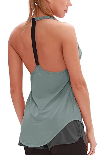 Image of icyzone Workout Tank Tops for Women - Athletic Yoga Tops, T-Back Running Tank Top(Pack of 2)