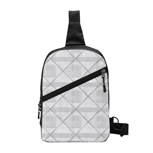 Gray plaid lines Print Men's and Women's Foldable Crossbody Bag,Sports Crossbody Bags,and Daily Chest Bags