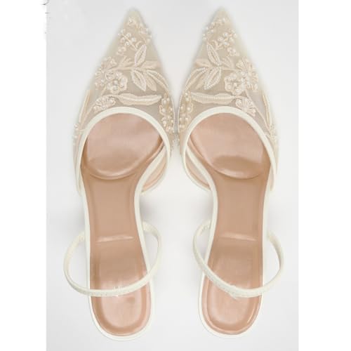 Slingback Heels for Women Mesh Kitten Heel Pumps3