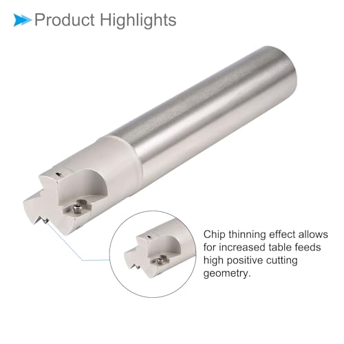 Image of Indexable End Mill, 3 Flutes 1 inch Cutting Diameter, 90 Degree BAP300R R0.8 for APMT1135 Carbide Insert - (Applications: for Steel Milling)