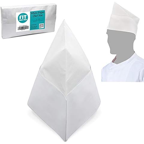 White Paper Chef Hat - Disposable Soda Jerk Cap for Food Server, White Cover