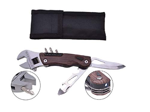 Preisvergleich Produktbild Filmer Multifunktionswerkzeug : Messer / Säge / Flaschenöffner / Dosenöffner / Bithalter / 3 verschiedene Bits / LED-Taschenlampe