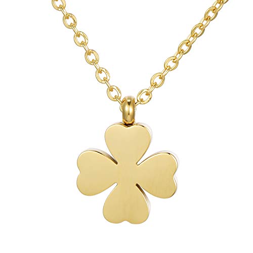 Preisvergleich Produktbild Morella Damen Halskette Kleeblatt Anhänger Glücksbringer Edelstahl Gold im Samtbeutel