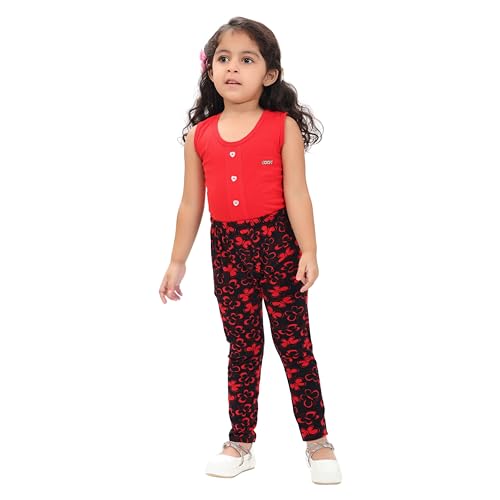 comfycute Pure Cotton Girls Leggings Kids Stretchable Ankle Length Soft Non-Transparent Printed Bottom Wear for Daily Use | Breathable Skin-Friendly Regular Fit All Day Comfort - Image 4 thumbnail