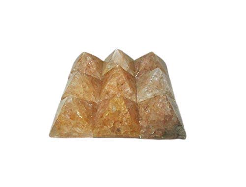 Jet Lovely Golden Quartz 9 Pyramid Plate A++ Chakra Power Protection Vastu Healing Feng Shui Energy Gift Success Progress Health Wealth Prosperity