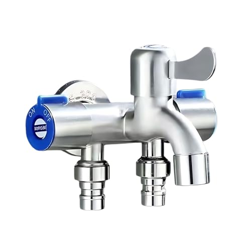 HAPPY SUGAR 3分岐 水道栓 洗濯機用 水栓 水道 蛇口 分岐 食洗機 外水栓 ホース シャワー スロップシンク 3口 (泡沫キャップ 1口 洗濯機取付 2口)