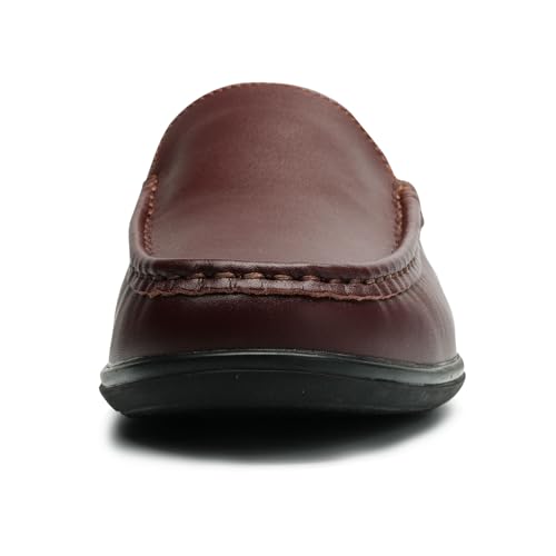 Image of Men's Loafers Casual Leather Slip-On Oxfords Driving Shoes Dress Soft Comfortable & Light-Weight Black
