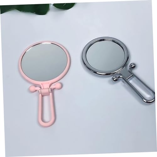 2 espejos portátiles de maquillaje doble cara rosa miniatura 6