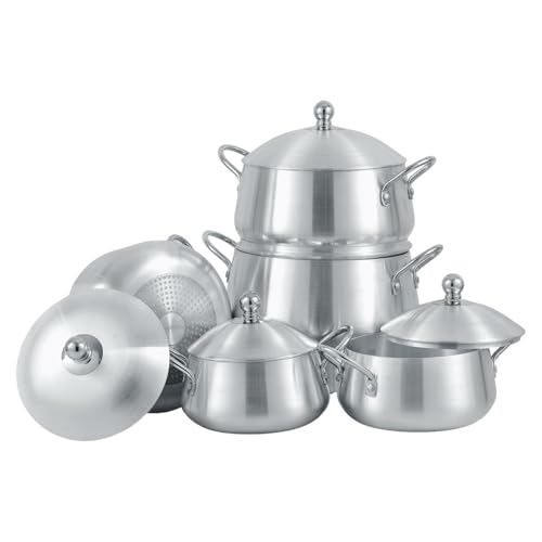 Induction Base Saucepan Set 5 Pieces Belly Shape Stockpots Stew Pan Soup Pots 18cm 20cm 22cm 24cm 26cm Casserole Dish Pan Aluminium Cookware Set