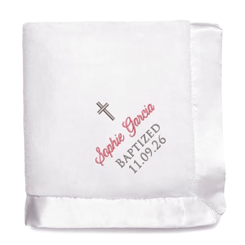 Lifetime Creations Personalized Baby Baptism Blanket: Custom Embroidered White Christening Blanket, Baptism Gifts for Boys & Girls, Baby Dedication Gifts, Bautizo Regalo