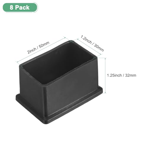 Image of M METERXITY 8-Pack Rectangle Chair Leg Caps, 1.2 x 2 (30 x 50mm) PVC Chair Leg Floor Protectors for Chairs /Table /Bed, Furniture Feet Covers Cups Non-Slip End Tips