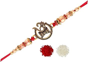 Tara Elegant kundan Rakhi with roli chawal and Greeting Card for Brother/bhaiya/bhai.(Set of 2)