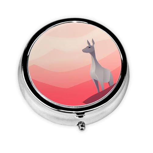 WZYWHJ Animales que miran lejos Caja de medicina circular impresa, portátil de viaje con compartimentos, mini dispensador de píldoras