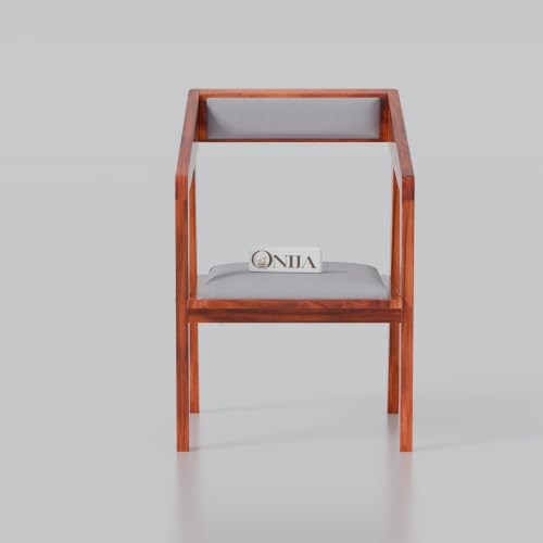 Image of ONIJA Solid Sheesham Wood 4 Seater Dining Table Set with Cushioned Chairs for Dining Room | Living Room | Home & Office | Hotels Restaurant & Cafe (4 Seater, Honey Finish)