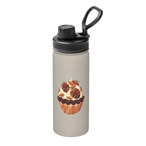 Strawberry Almond Cupcake Water Bottle 18OZ Leak-Proof Stainless Steel Insulated