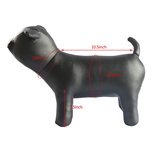 Hunde-Schaufensterpuppen, aus PU-Leder, stehend, flexibel, dehnbar, für Hundebekleidung, Haustierkleidung, Hundegeschäft, Bulldoggen-Stil, Schwarz