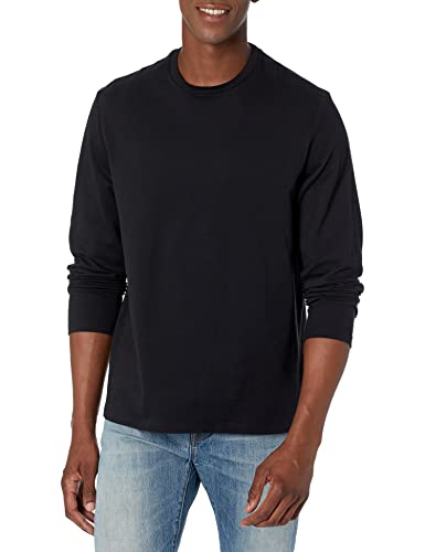 Amazon Essentials Men's Regular-Fit Crewneck T-Shirts, Long-Sleeve, Black, Size Large, No Pocket