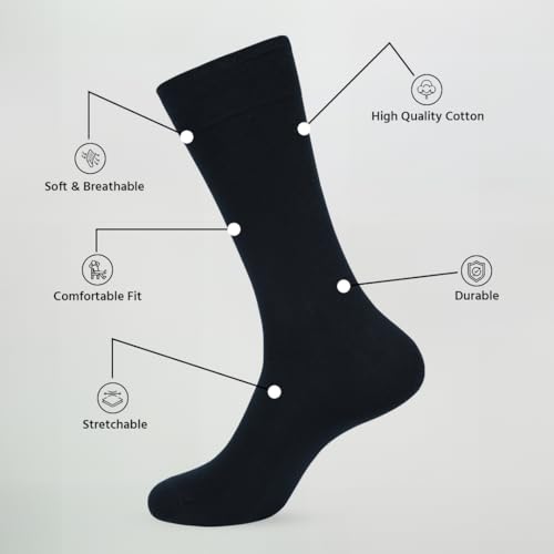 Mens Dress Socks |Pack of 6| Trouser Breathable Business Professional Formal Wear | Everyday Sock | Solid Colors4