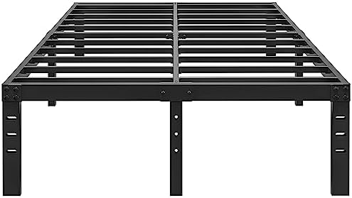 ALDRICH 14 Inch Metal Full Size Bed Frame - Double Black Basic Anti Squeak Steel Slats Platform, Easy Assembly Heavy Duty Noise Free Bedframes, No Box Spring Needed