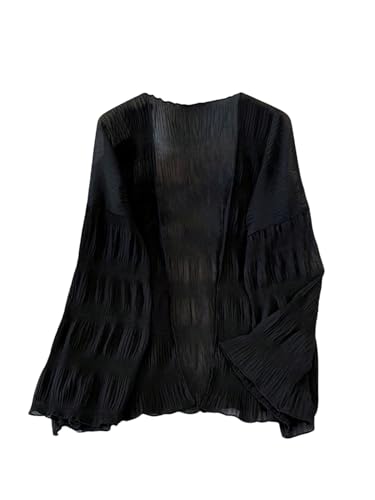 SHENHE Women's Lightweight Kimono Cardigan Bell Sleeve Open Front Loose Textured Cardigan