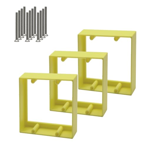 3/4” Double Gang Receptacle Outlet Box Extender,Yellow Electrical Junction Box Extender for Electrical Outlet Switches,A Great Helper for Outlet Box Adjustments,3Pack