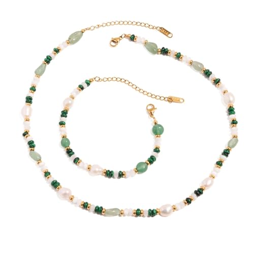 Collier en acier inoxydable irrégulier orné d'une malachite prestigieuse