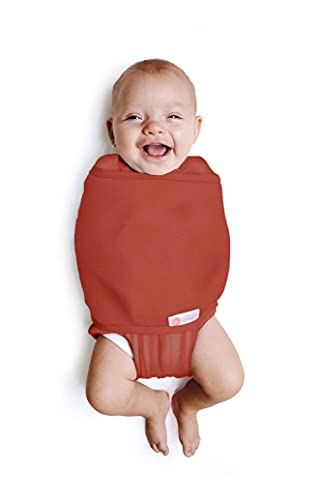 Image of embé 2-Way Starter Swaddle Blanket, 6-14 lbs, Diaper Change w/o Unswaddling, Legs in and Out Design, Warm Up or Cool Down 100% Cotton, 0-3 Months (Rust)