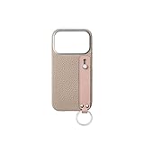 【ボナベンチュラ】 (for iPhone 17 Pro)ハンドル付き バックカバーケース シュリンクレザー [グレージュ × シェル] スマホケース ヨーロッパ最高級レザー 本革 プレゼント BWHT17P-GGSP