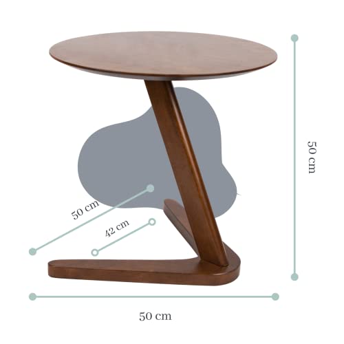 image for Cozymatic Enrique Side Table, Sofa Table, Solid Wood C Shape Table, Co
