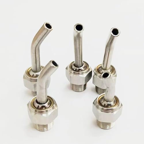 304 Stainless Steel coolant is Aimed at CNC Lathe Cutting Nozzle, 360°Steering high Pressure Cutting Oil Cooling Industry Nozzle air Blowing Nozzle(10 Pieces nozzles)M10*1.0_Tube length 35mm(1.38in)