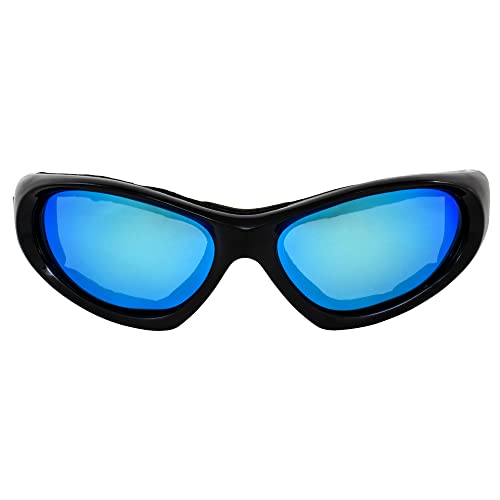 Hurricane Eyewear Category 5 Jet & Water Ski Sunglasses to Goggles Hybrid 2 Pairs Black Frames w/Blue Mirror & Driving Mirror Lenses2
