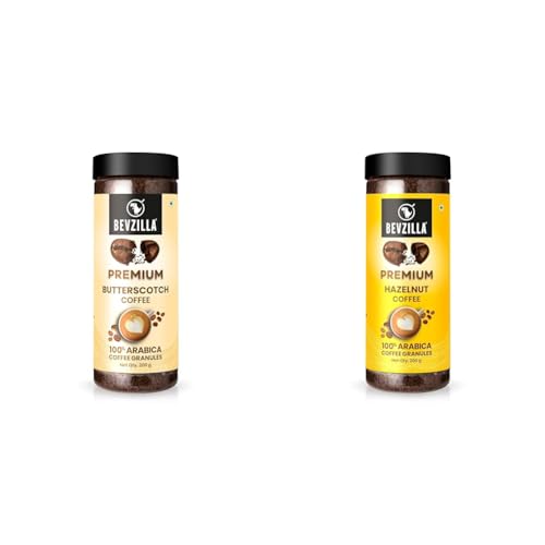 Image of Bevzilla Butterscotch Instant Coffee 200g & Hazelnut Instant Coffee 200g