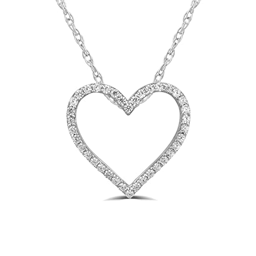 La Joya Adorable 1/4-1 CT TW Lab Grown Diamond Heart Necklace For Women | 925 Sterling Silver Diamond Pendant Necklace for Women | Accompanied By An Adjustable Sterling Silver Chain
