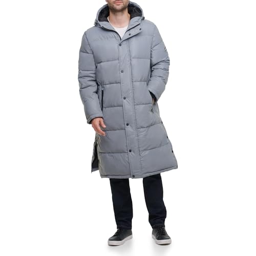 Image of DKNY Arctic Cloth Hooded Extra Long Parka Jacket