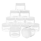 4 oz Plastic Pot Jars Round Clear Leak Proof Plastic Cosmetic Container Jars with White Lids for...