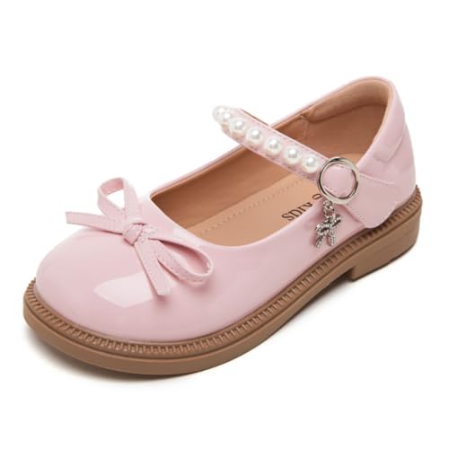 Toddler Girls Front Bow Mary Jane Flats Flower Girl Wedding Party School Dress Shoes for Little Kids