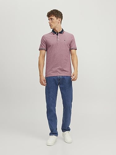 Jack & Jones Herren Slim Fit Polo Shirt JJEPAULOS Uni Sommer Hemd Kragen Kurz Arm Basic Pique Cotton, Rio-rot , S 5
